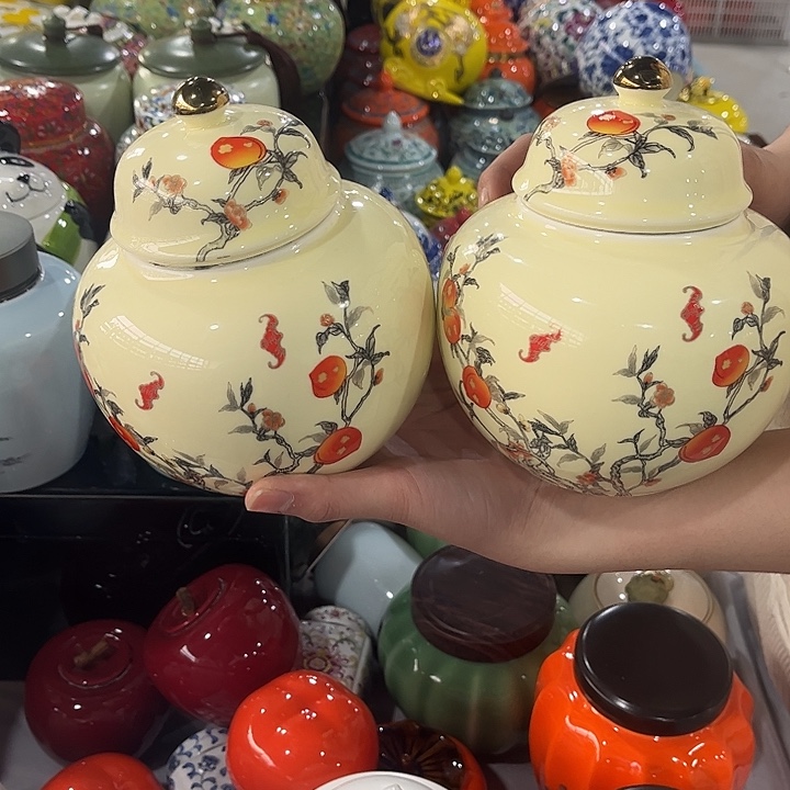 摆件陶瓷茶叶罐陶瓷密封罐