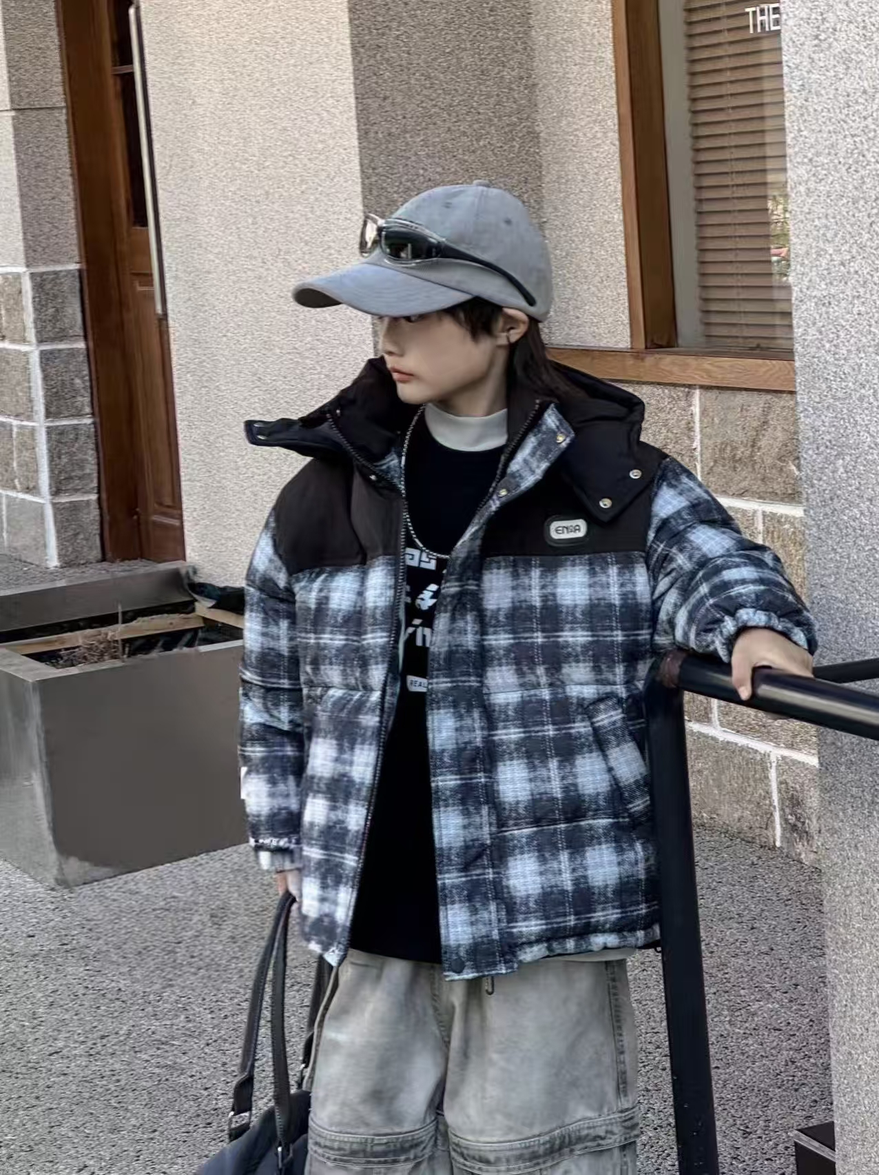 200559童装男童棉衣外套2025冬韩版洋气潮酷加绒加厚棉服连帽外套