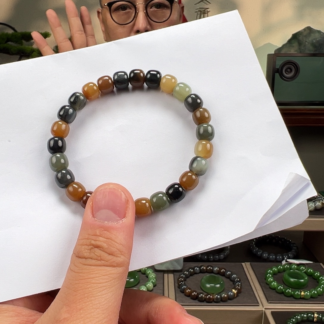 和田玉未镶嵌手链卡8mm楼兰