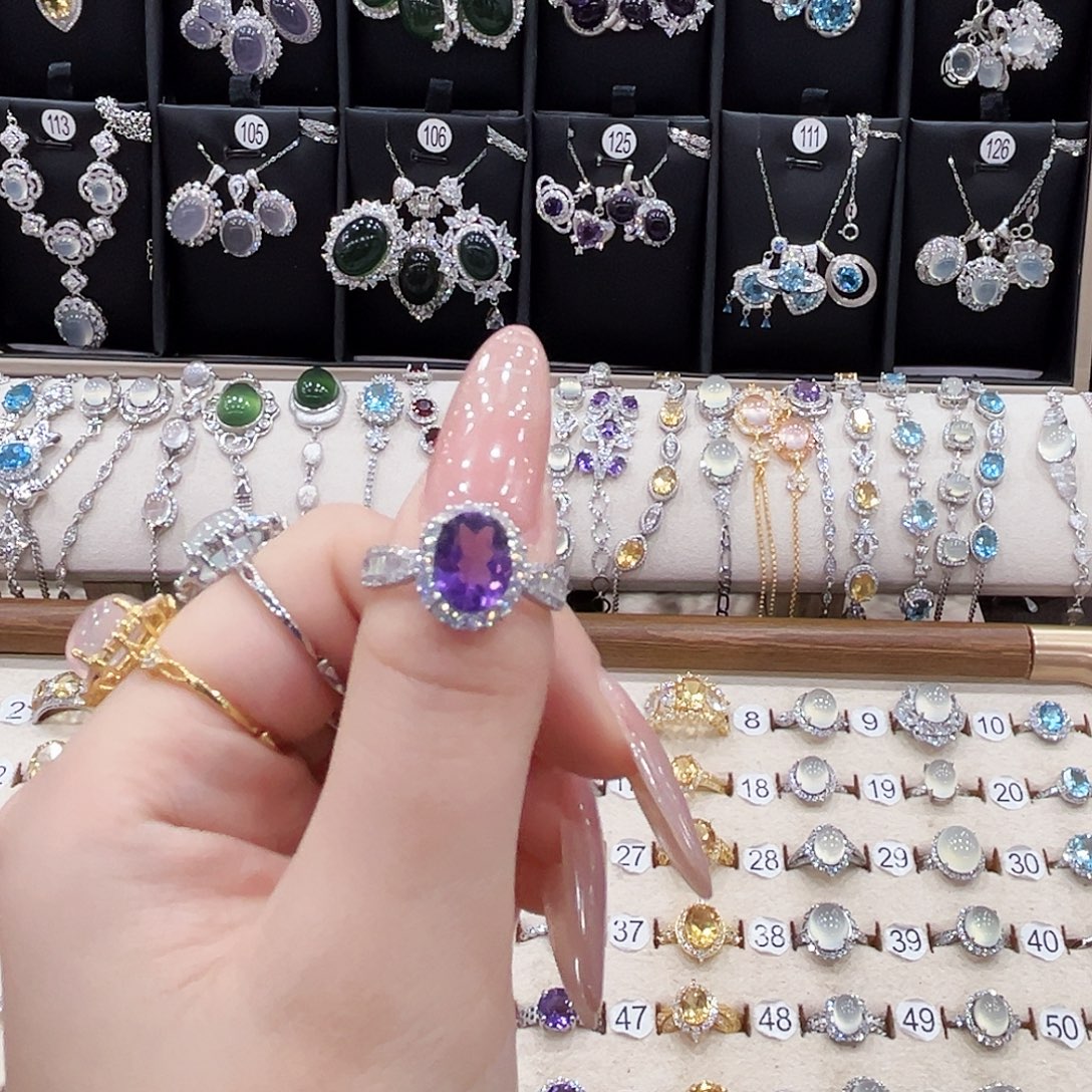 静***静蛇纹石玉银S925镶嵌戒指