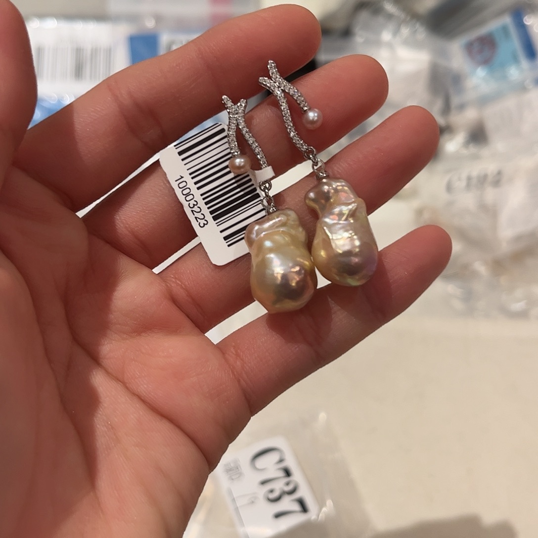 淡水珍珠耳饰合金