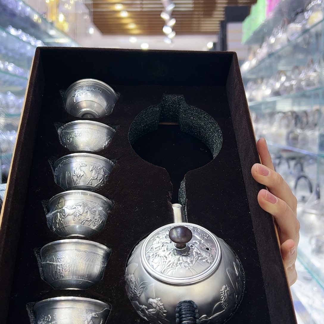 砖雕高手工马到成功1壶6杯约378g