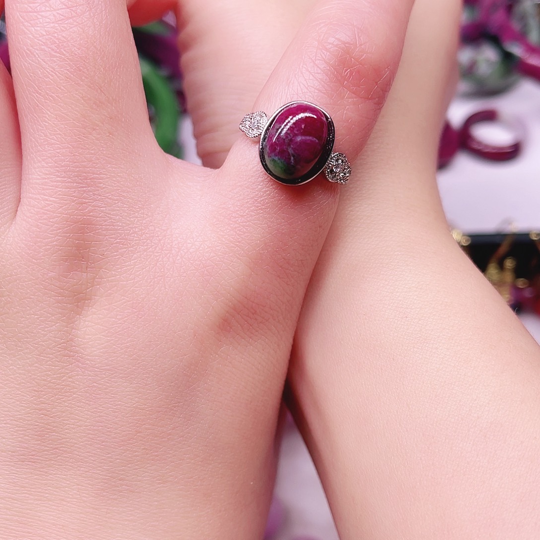 红宝石戒指银S925镶嵌
