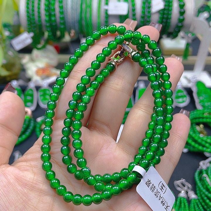 翡翠颈饰未镶嵌圆珠项链5