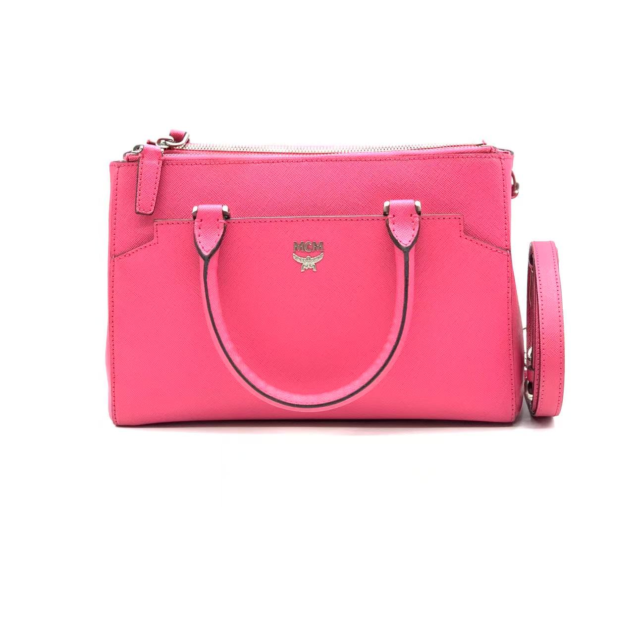 99新 MCM 玫红色小托特包