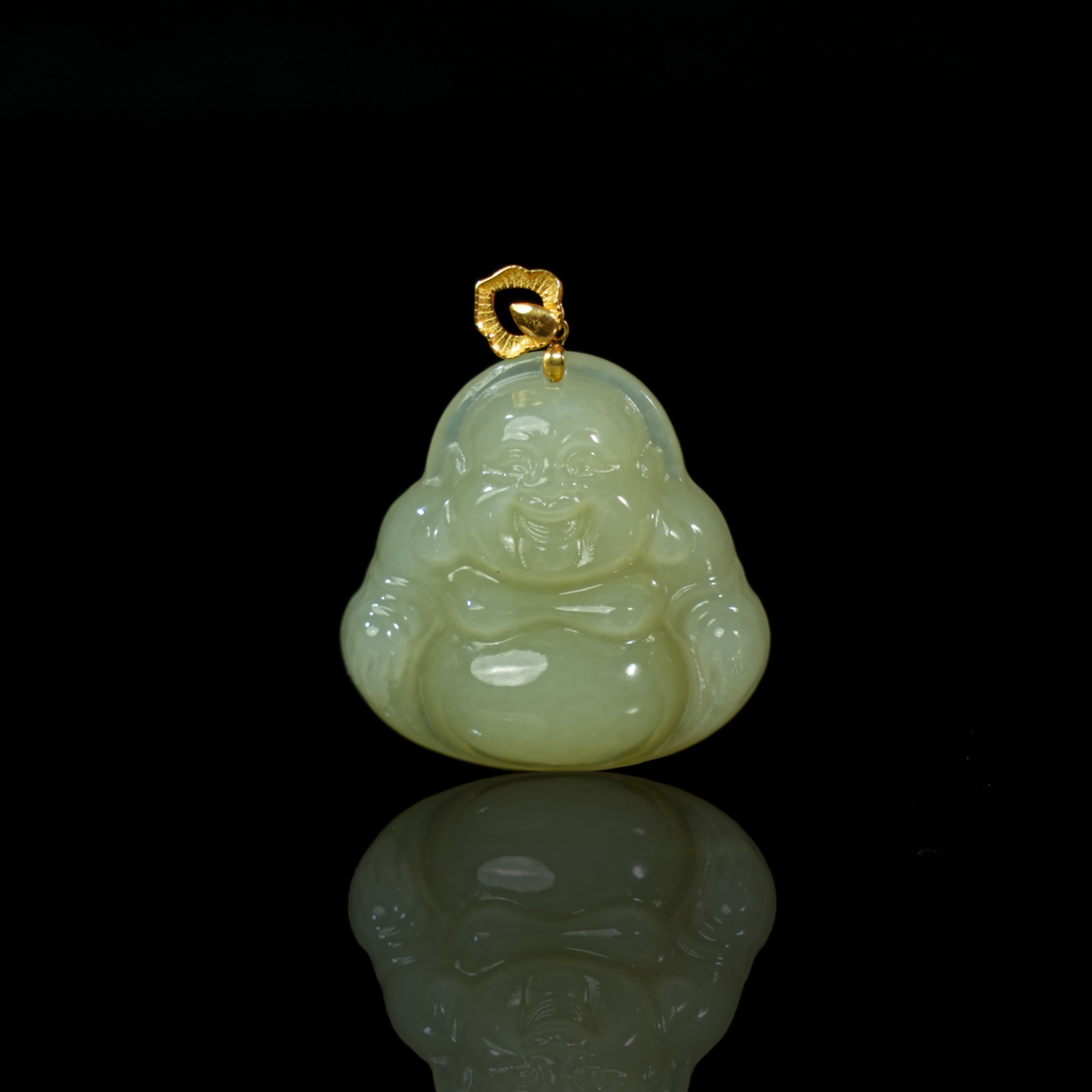 预售新疆和田玉绿黄佛公RB243609尺寸约20mm