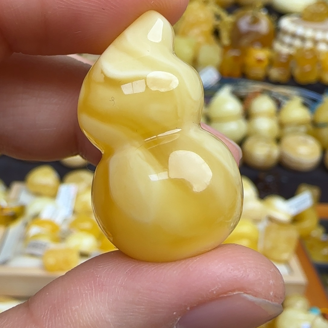 蜜蜡吊坠(不含链)未镶嵌天然俄料溶洞妖花蜜蜡葫芦吊坠
