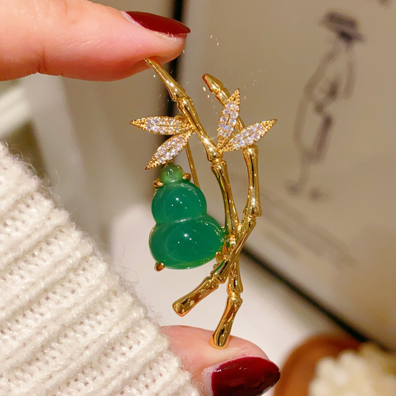 铜合金胸针 【米拉推荐】ML61-新款葫芦竹叶胸针