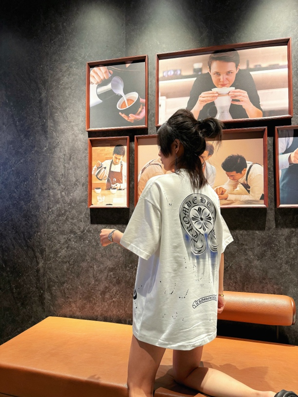 2533克罗家春夏新款时尚百搭泼墨水绘休闲潮流280克短袖T恤