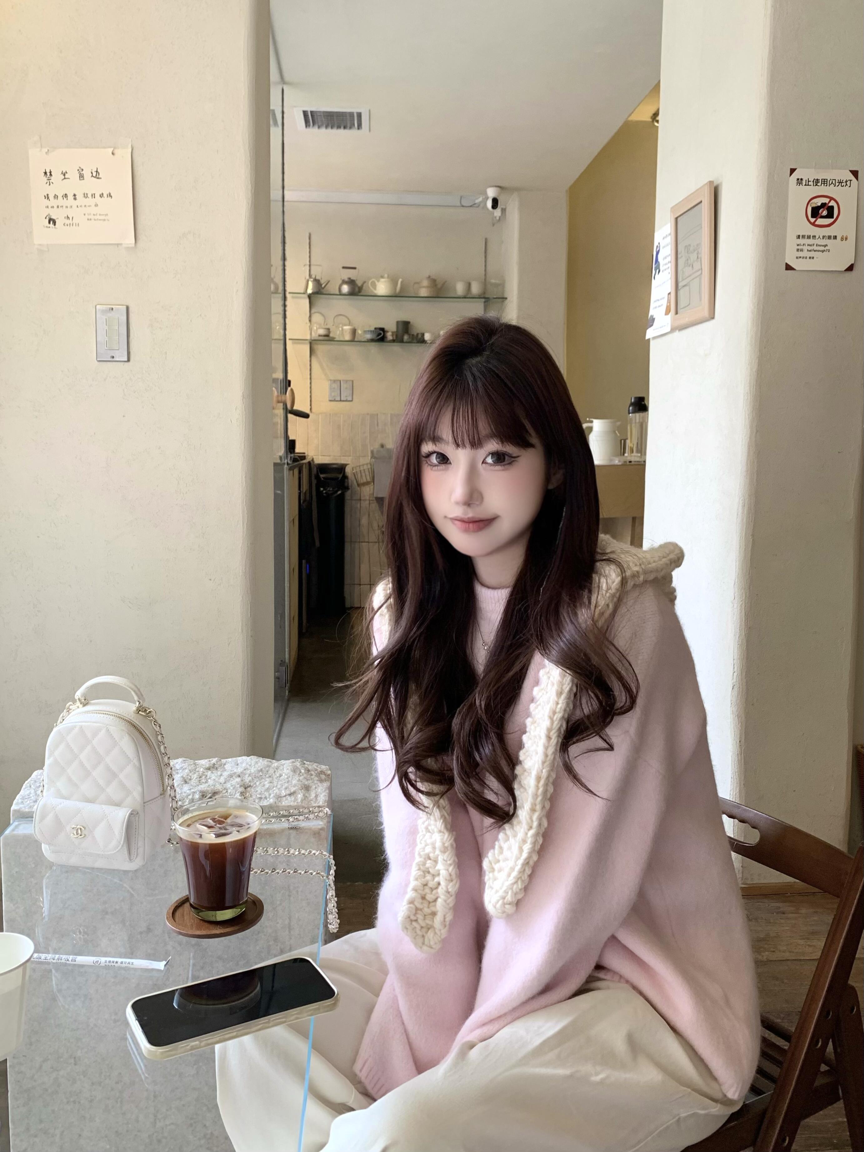 长毛毛~慵懒风粉色减龄软糯长袖套头毛衣女秋季圆领宽松休闲上衣