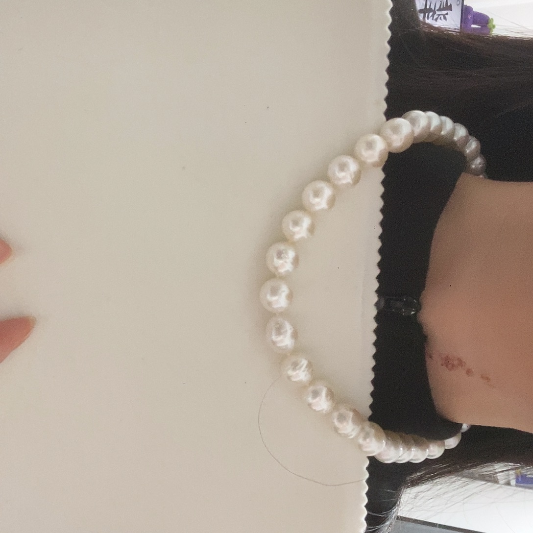 银S925镶嵌耳饰海水珍珠10-12.8mm澳白项链（无鉴赏）