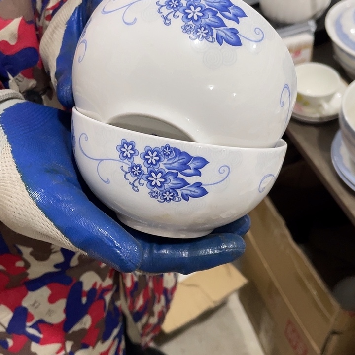 b***a瓷片骨质瓷丹青飞花5英寸米饭碗5个