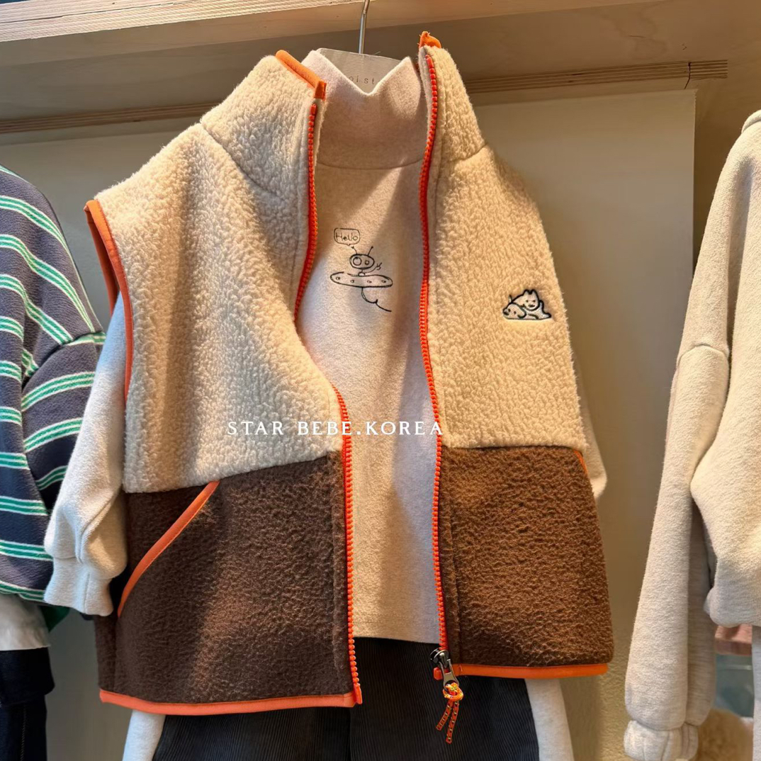 韩国星宝家25冬季男童女童立领拉链无袖马甲
