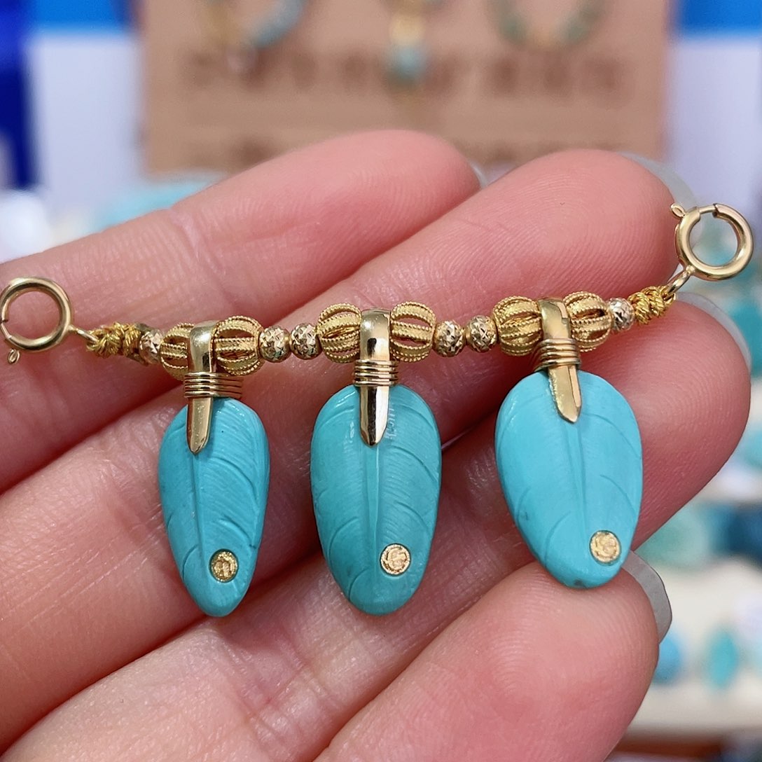 绿松石珠宝奇石18K金镶嵌