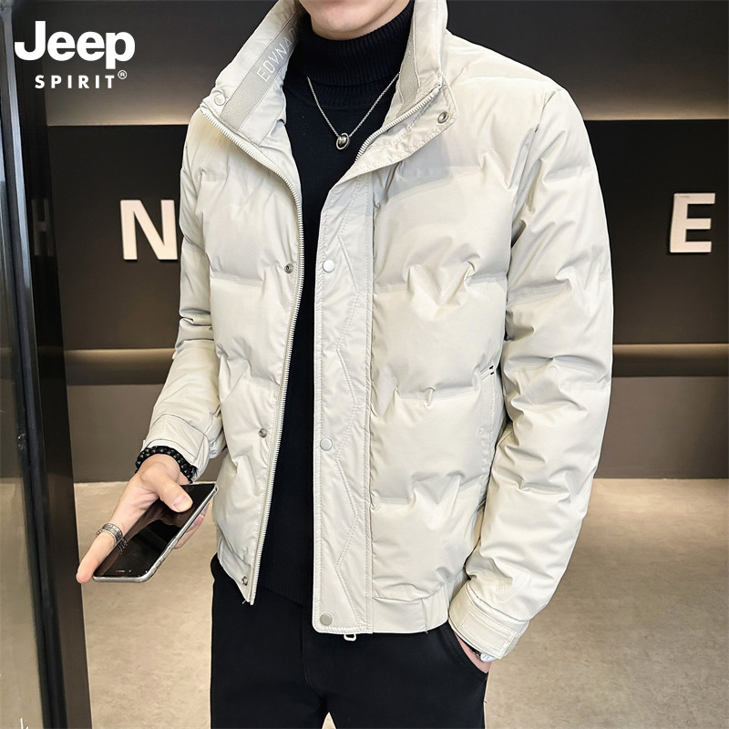Jeep吉普冬季免洗时尚男士羽绒服轻薄保暖鸭绒男装休闲加厚外套