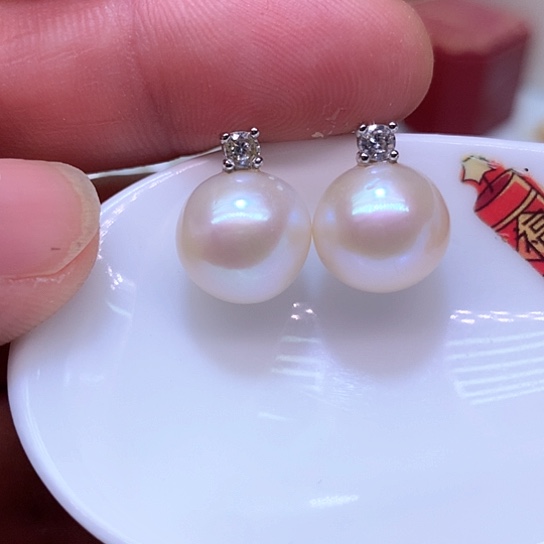 淡水珍珠耳饰银S925镶嵌