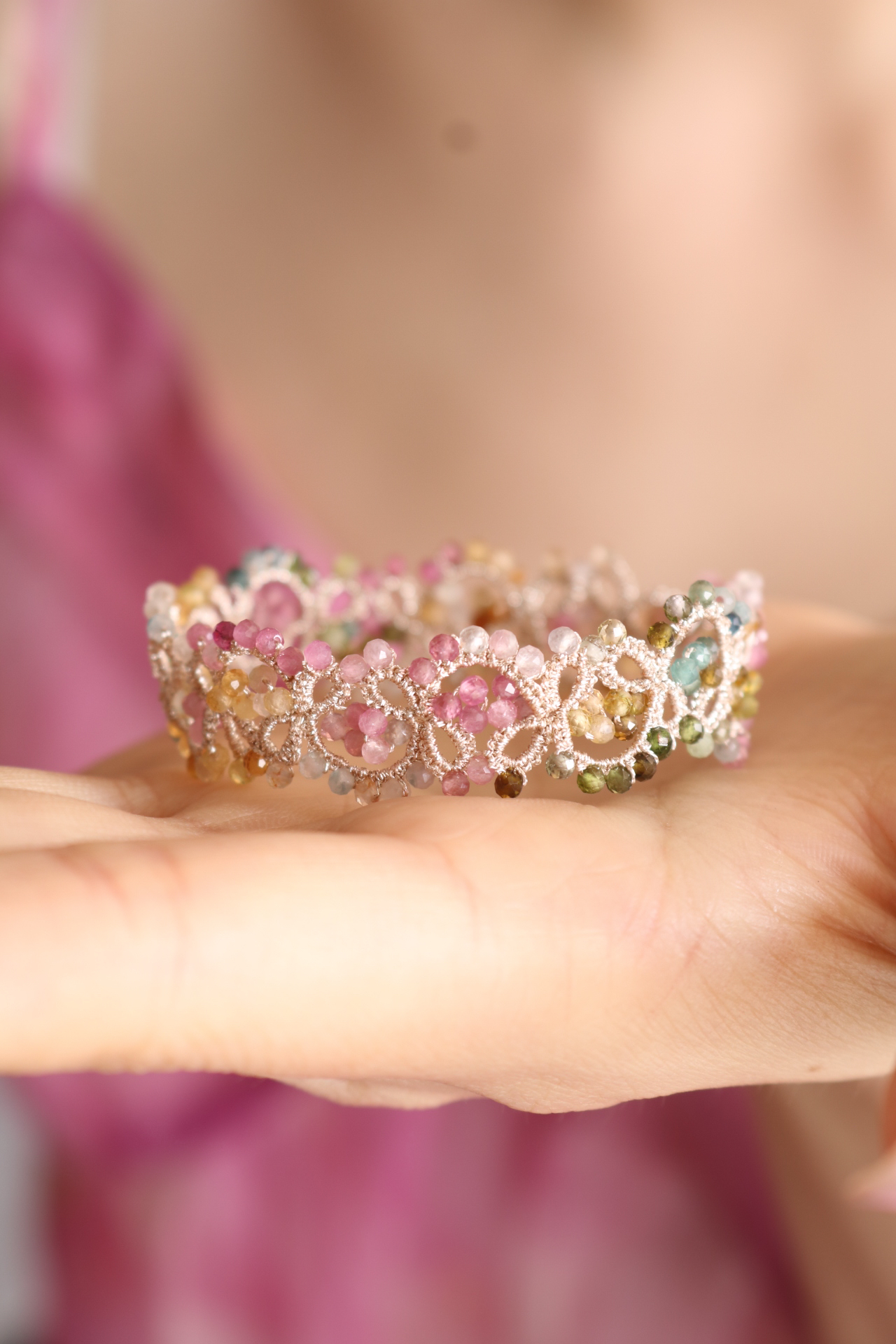 浪漫梭编｜巴比伦空中花园手链成品定制梭编手链