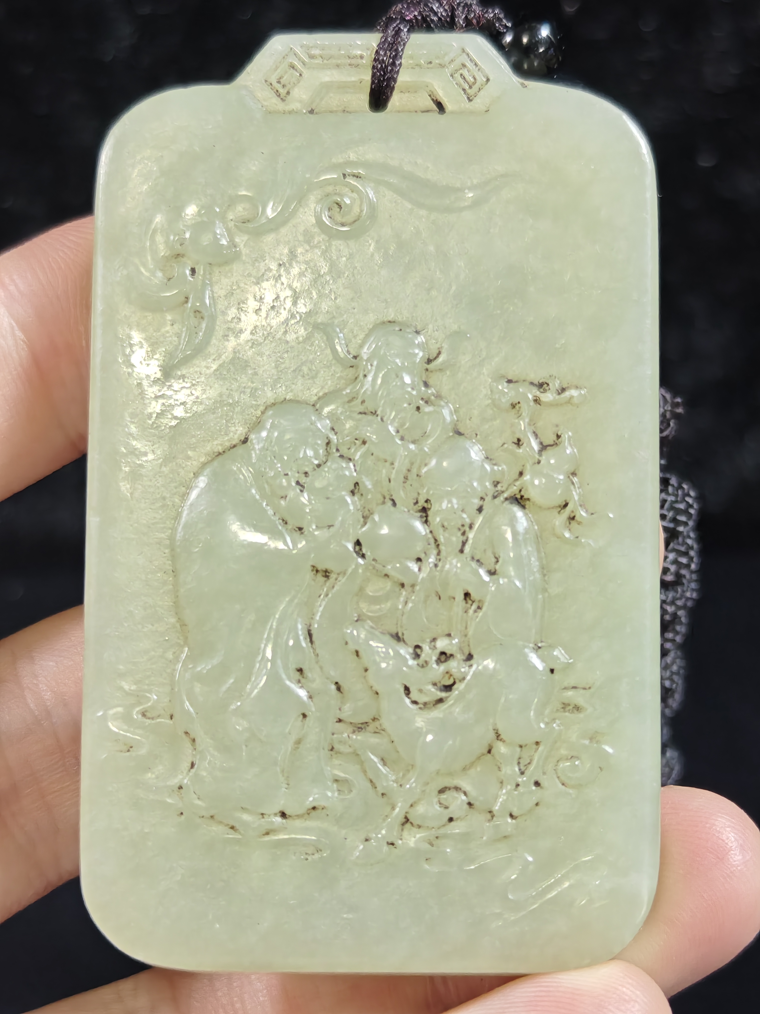旧藏天然和田玉福禄寿三喜玉佩玉牌