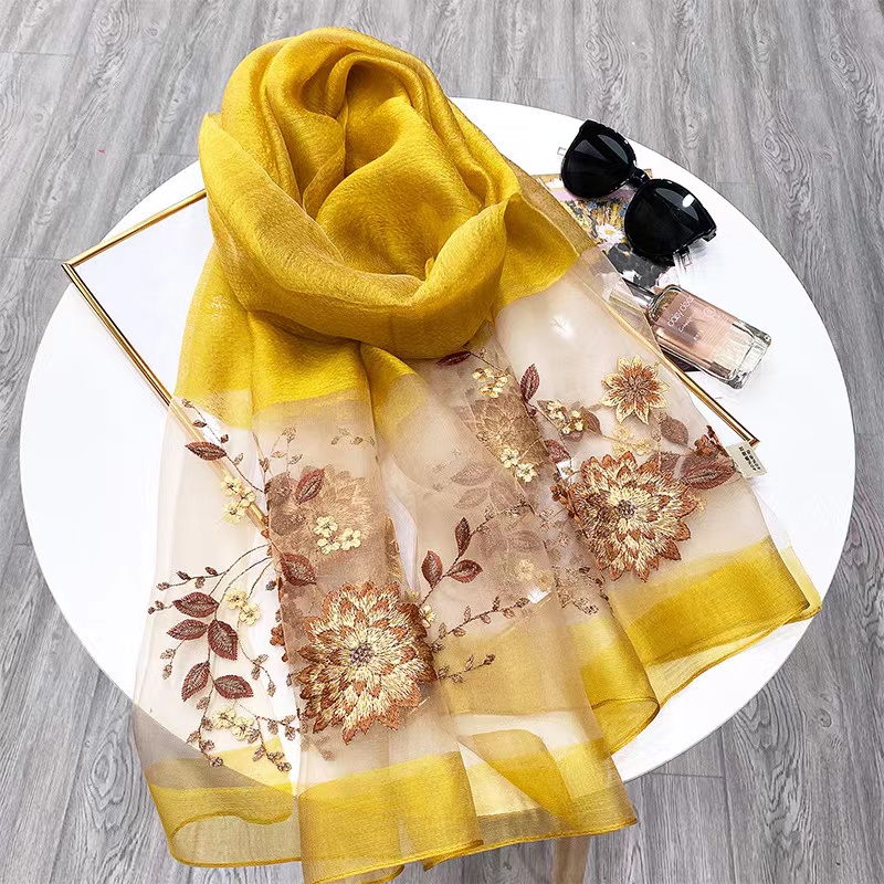 G黄色瑕疵刺绣女士布料微瑕