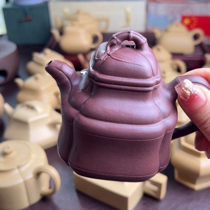 开***罗紫砂茶壶紫泥竹鼎微瑕