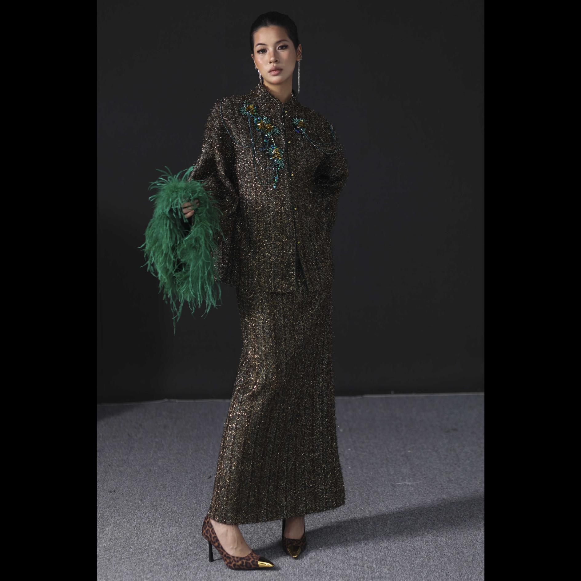 【墨金巴洛克·半裙】XM轻奢法式小香风气质高贵财阀富贵高腰半裙