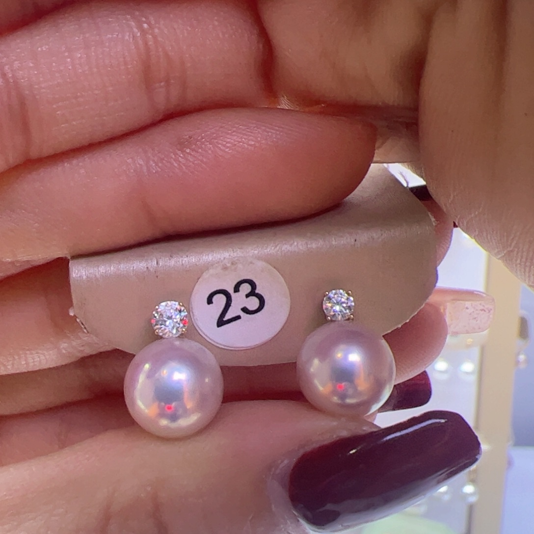 淡水珍珠耳饰18K金镶嵌