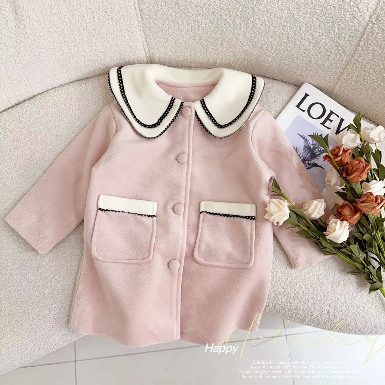 汤圆家童装2025新款韩系翻领气质百搭呢子外套 XA-606