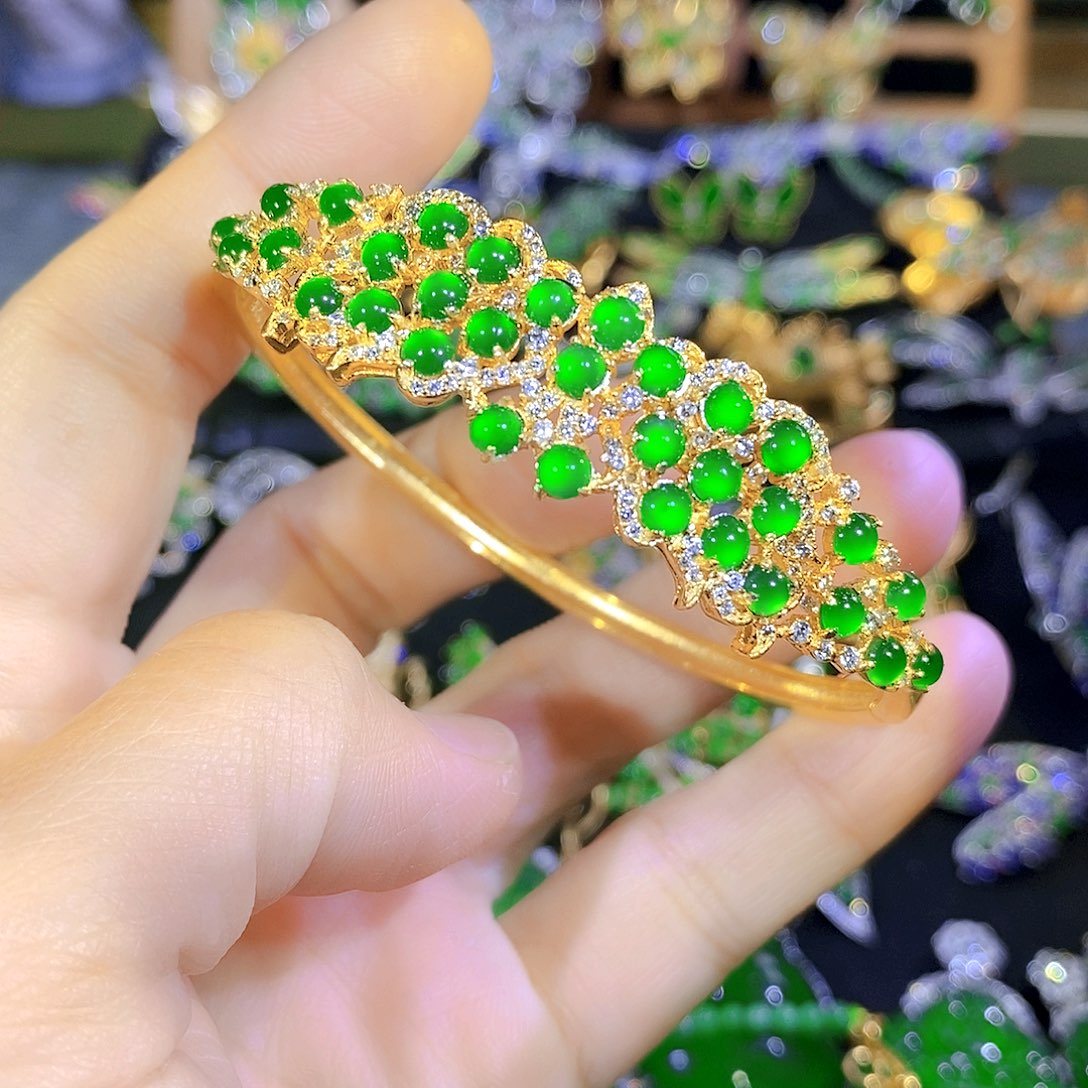 吊坠(不含链)银S925镶嵌翡翠