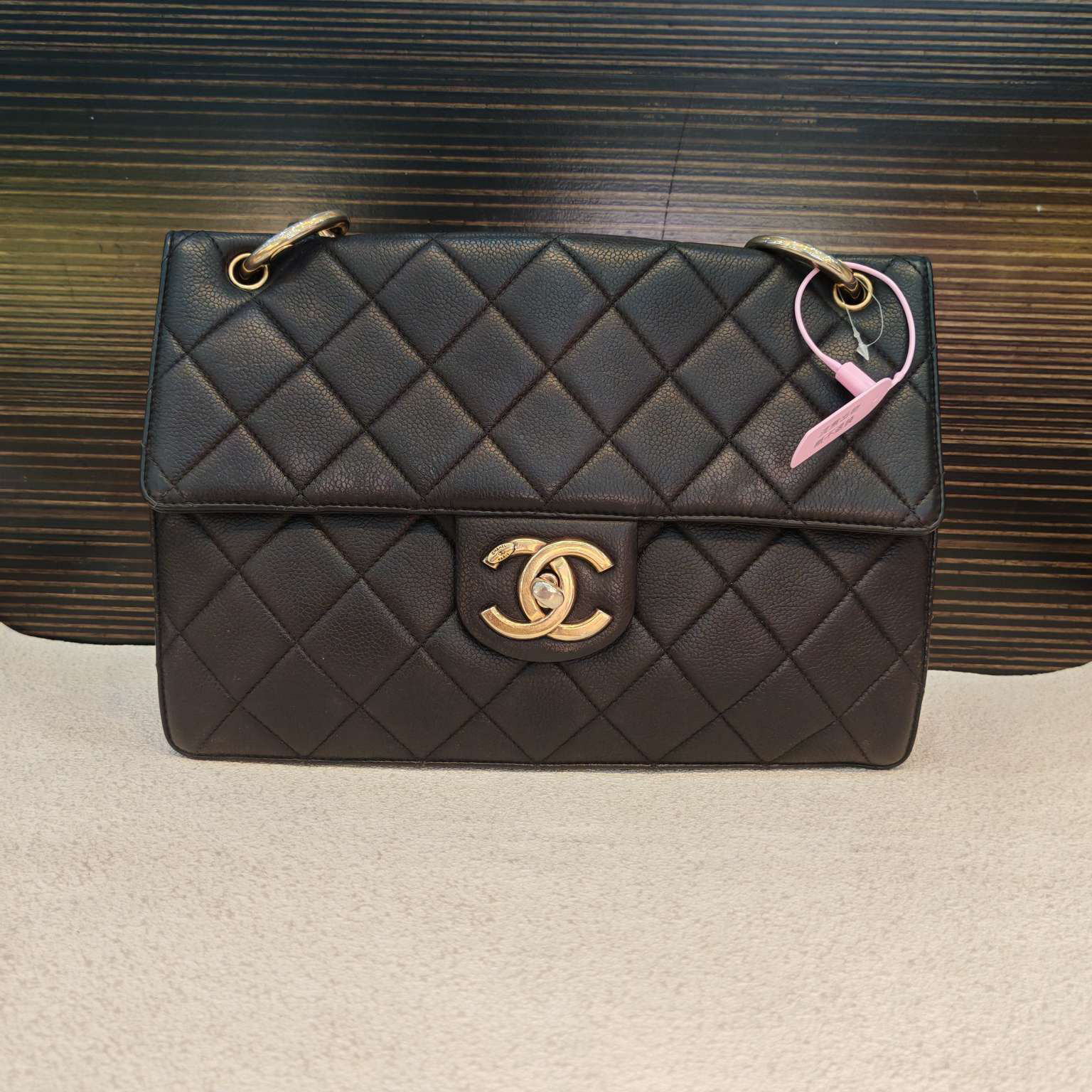 95新 Chanel/香奈儿 黑金信封包Vintage 荔枝纹