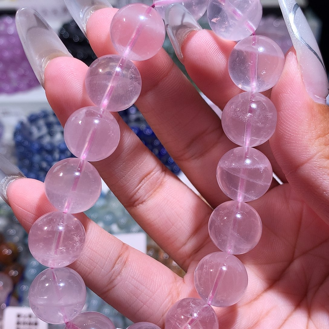 未镶嵌手链水晶透体紫马粉13mm