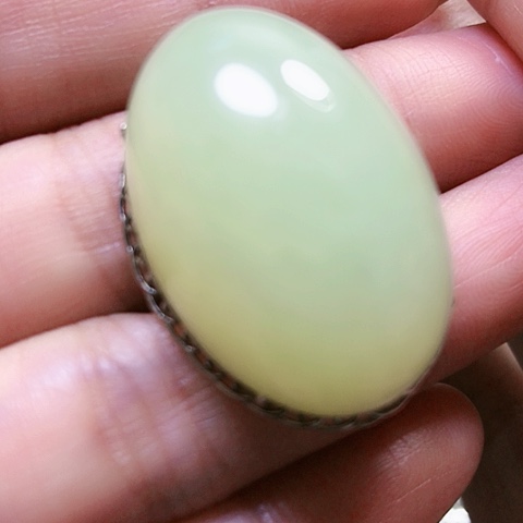 和田玉戒指银S925镶嵌