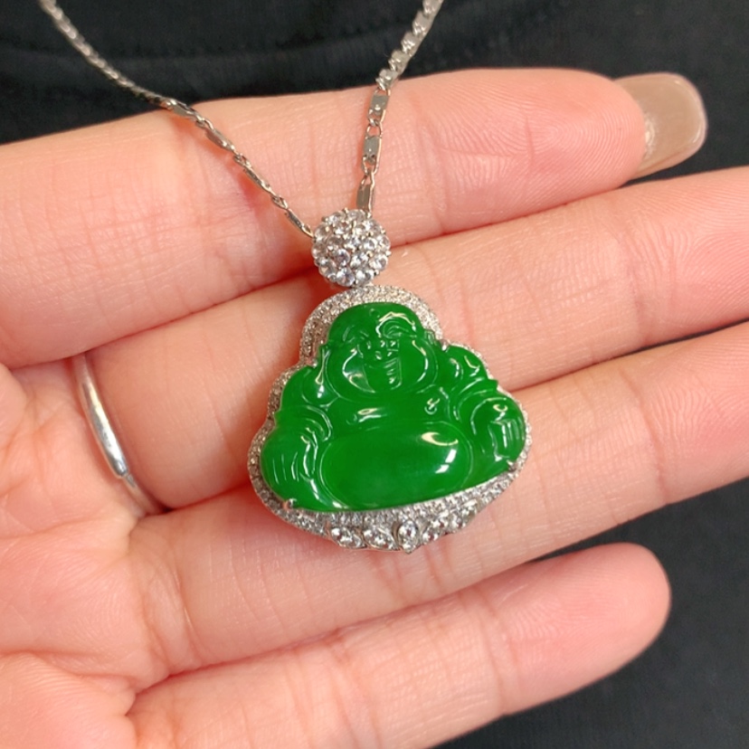 【闪购商品】颈饰18K金镶嵌翡翠佛公