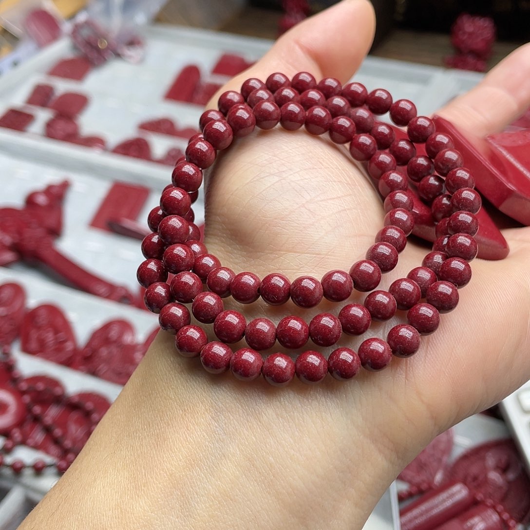 天然辰砂小**舞紫金砂6毫米3圈