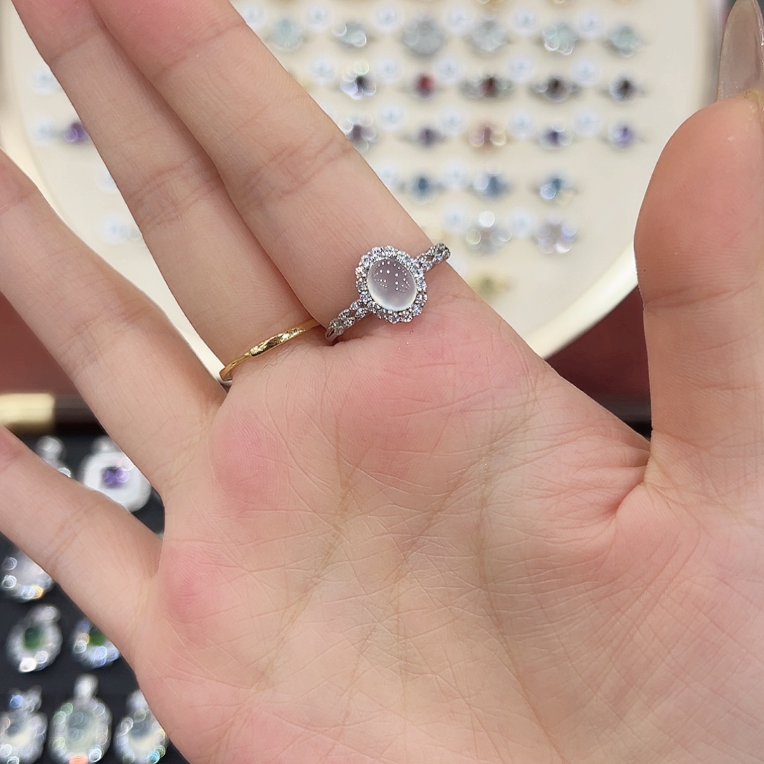 -****银S925镶嵌戒指烟晶