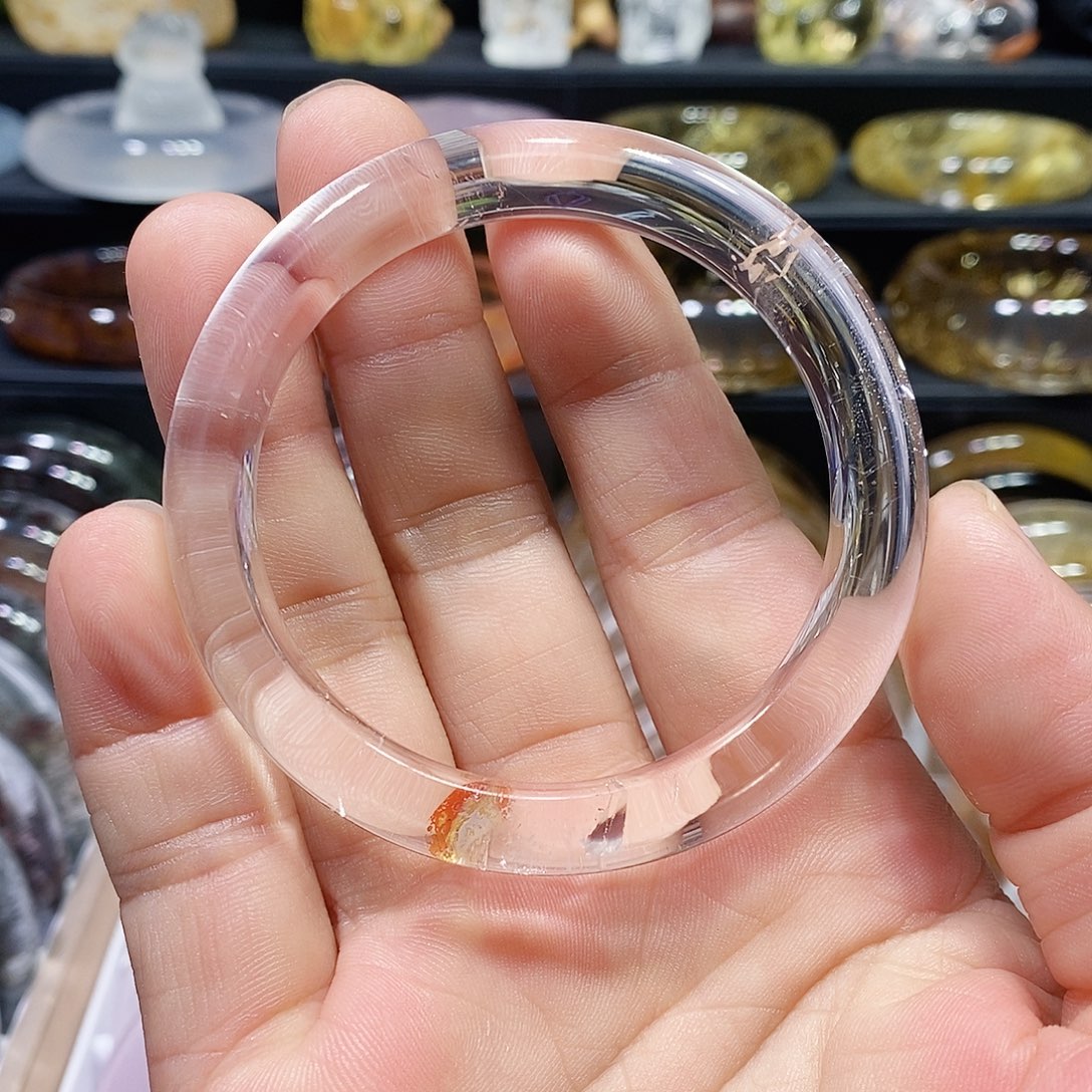 未镶嵌水晶手镯天然锦鲤胶花翘色水晶手镯54圈口