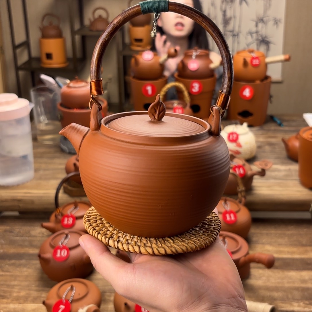 煮水煮茶甘甜 潮州砂铫壶 搭藤垫
