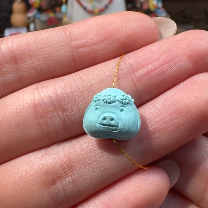 绿松石未镶嵌小猪爱心配饰