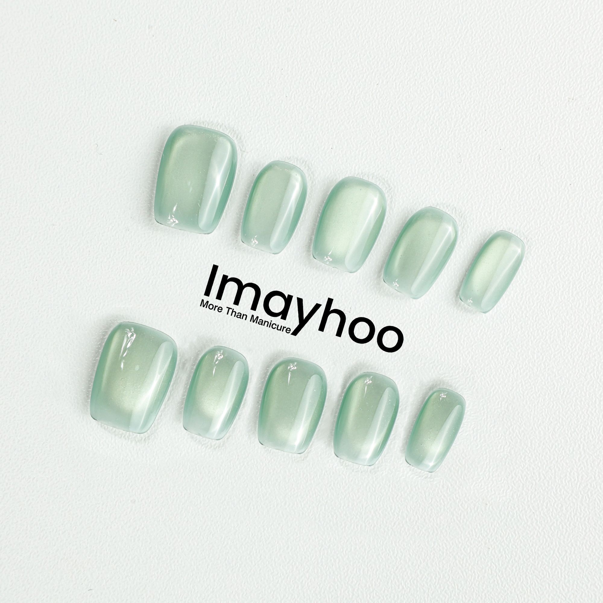 Imayhoo纯手工高定穿戴甲【禅意】湖蓝色猫眼秋冬显白简约风DF06076