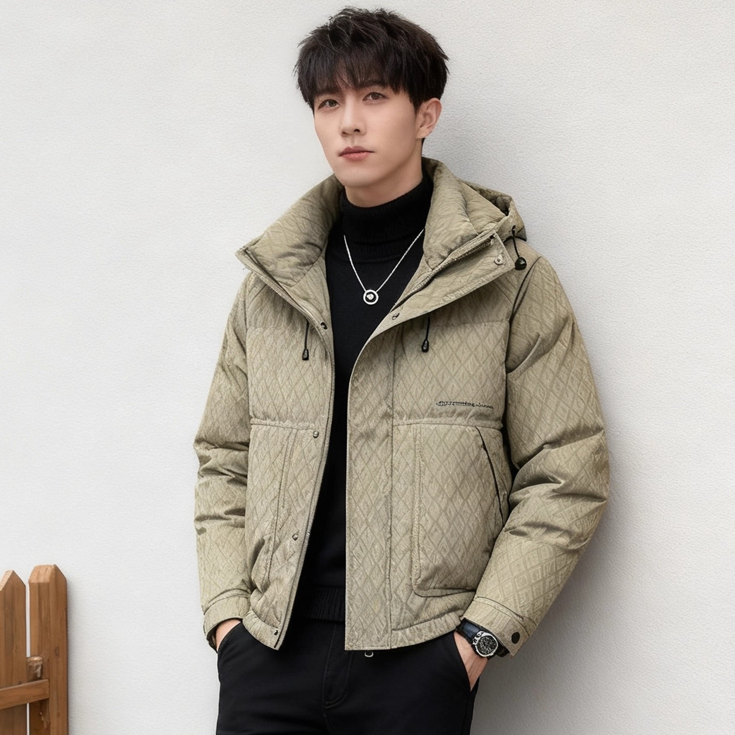 【万达撤柜】潮牌连帽羽绒服外套男士冬季新款时尚印花保暖防寒2025