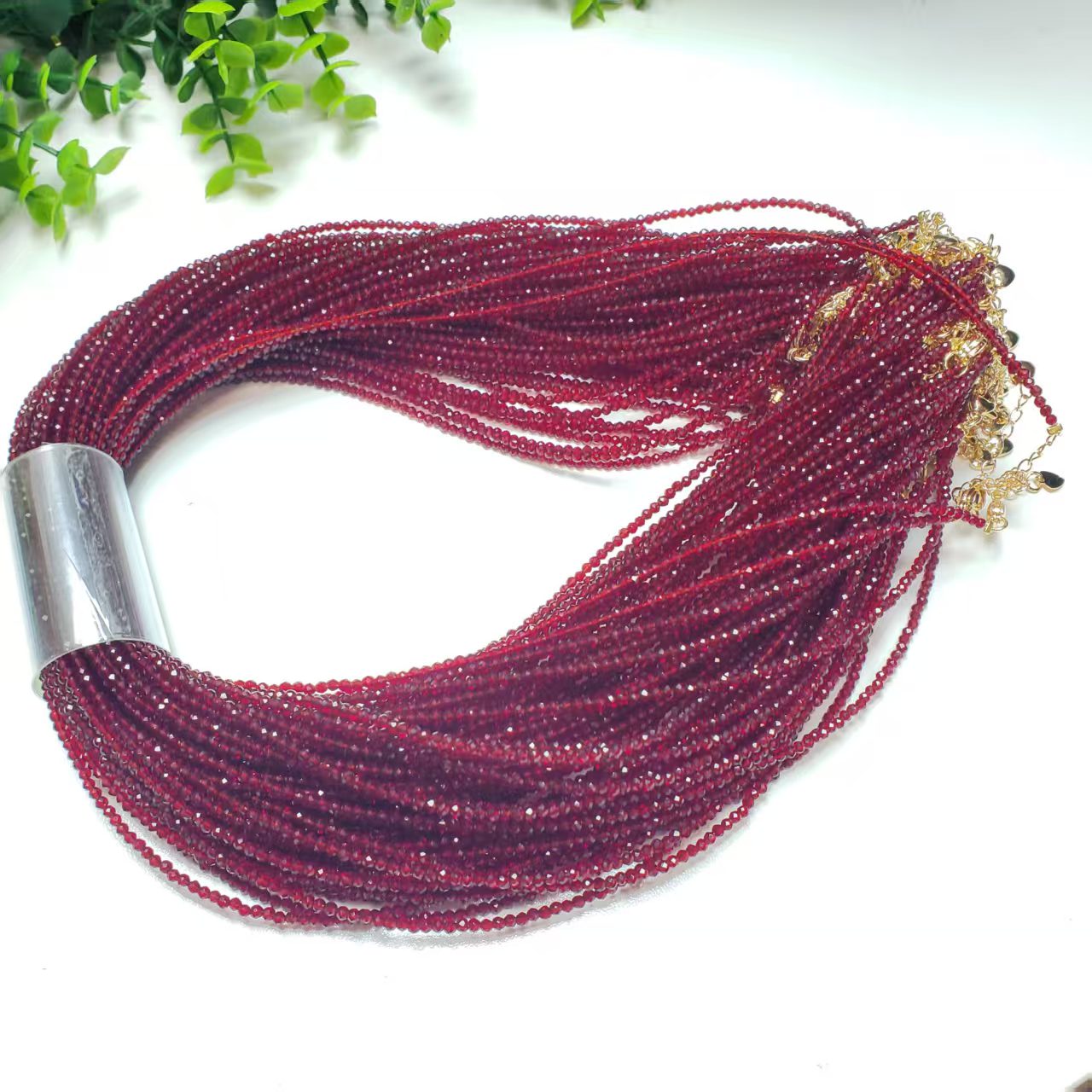 V200【赵小姐】时尚百搭红尖晶石项链925多样式发其一