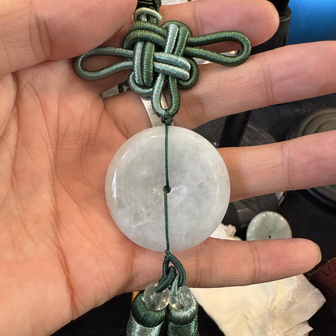 翡翠A货精品平安扣车挂件