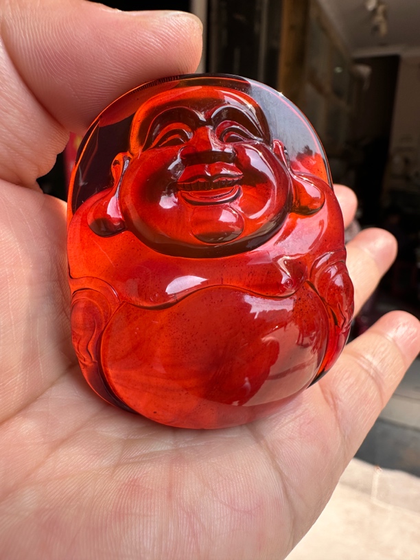 缅甸琥珀血珀大肚佛吊坠，重27克