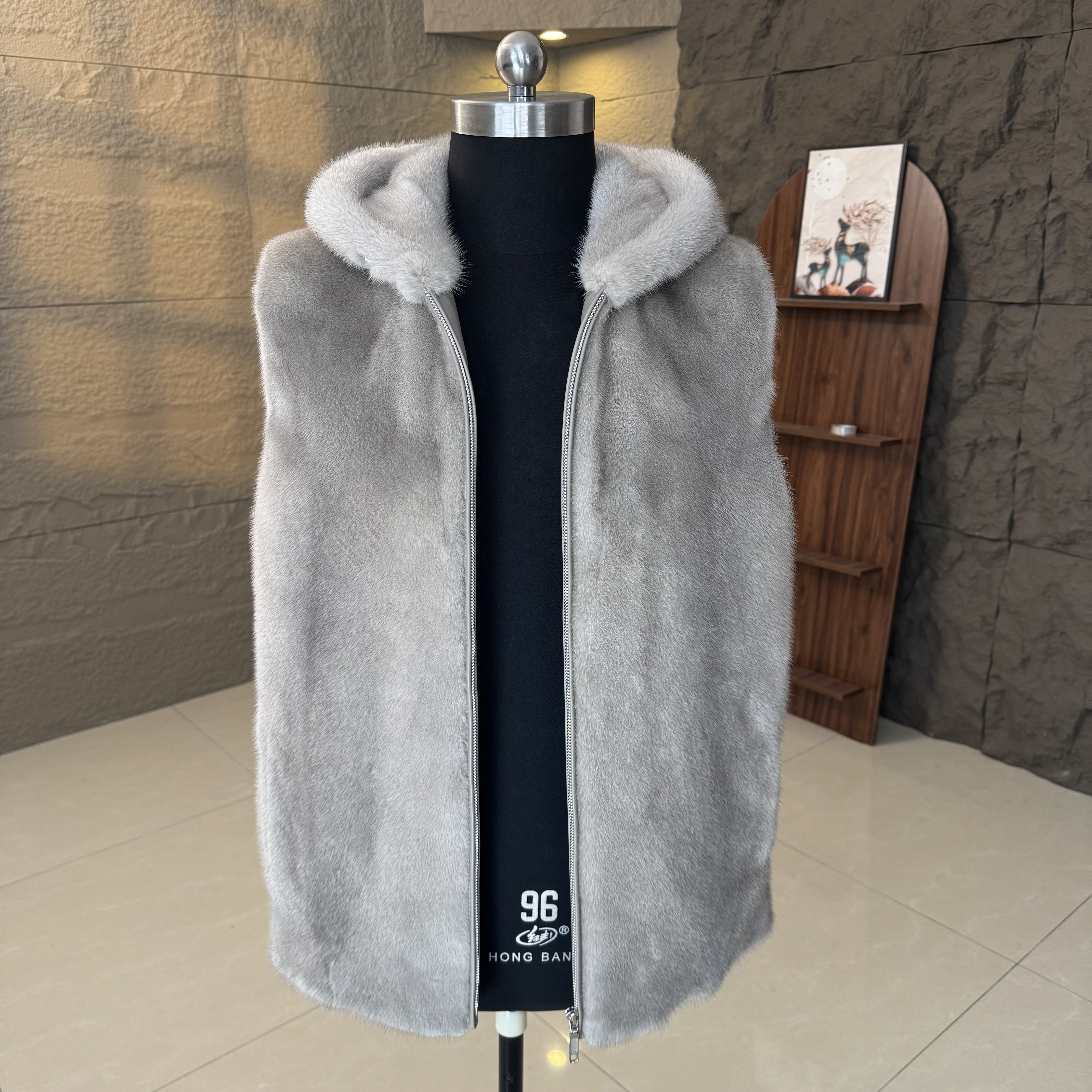 丹麦短二银蓝马甲真貂皮大衣男装整貂进口水貂皮外套皮草反季皮草