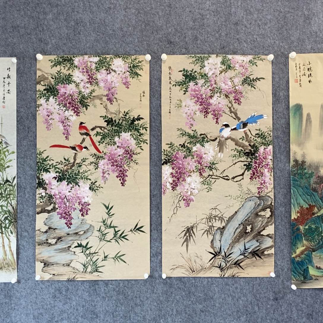 国画挚*四尺紫藤花作品2