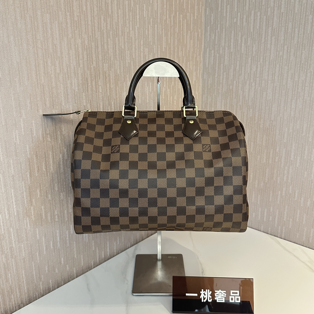 95新 LouisVuitton/路易威登 一桃/98新/Lv speedy30棋盘格手提包