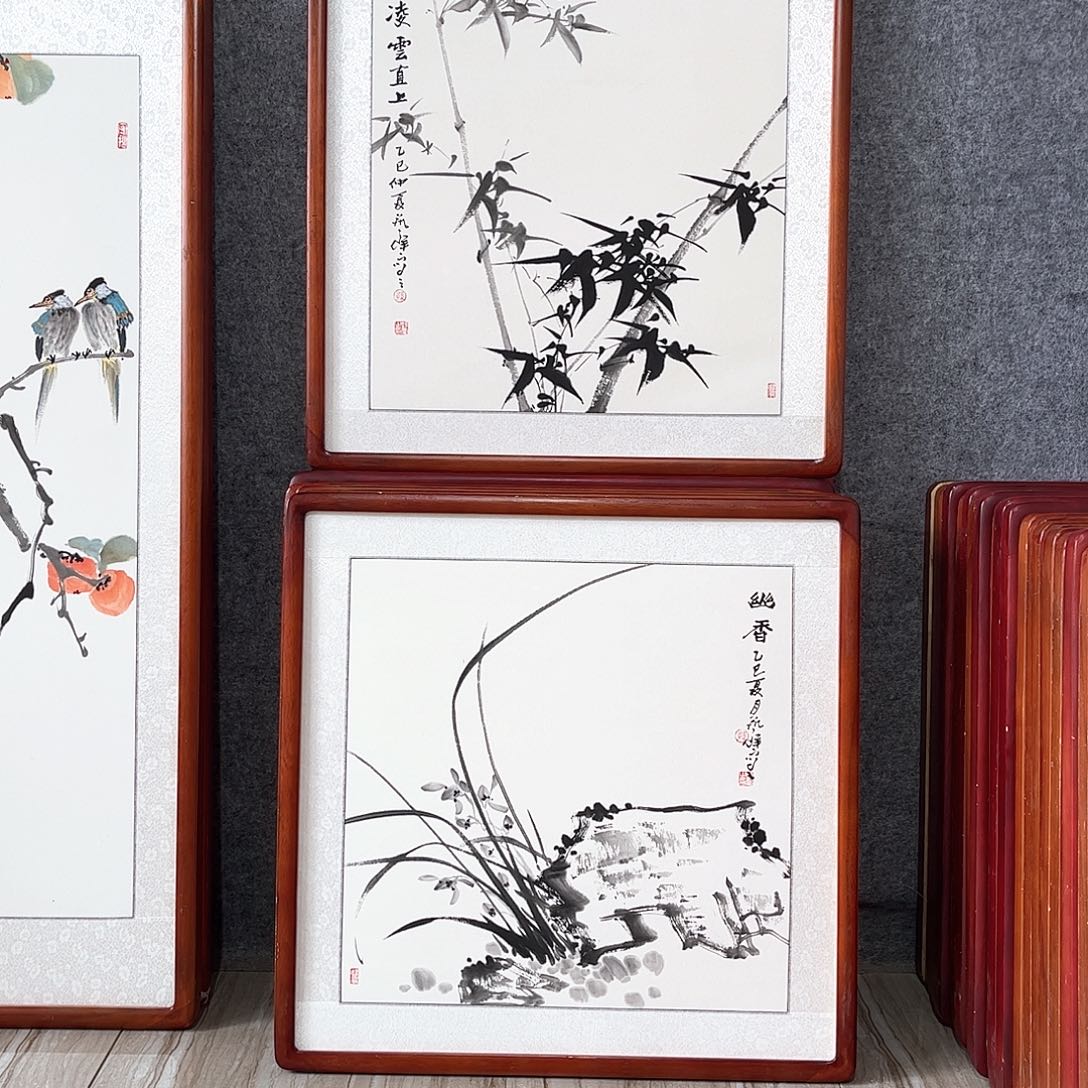 国画书画作品带框63×63