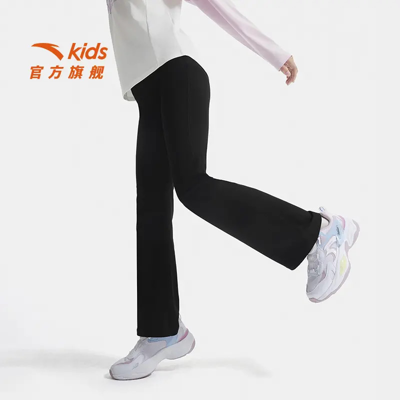安踏儿童女大童针织运动长裤2025秋新款舒适亲肤中大童弹力喇叭裤