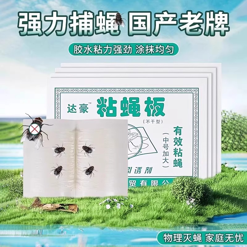 苍蝇贴粘蝇纸胶粘蝇板家用强力粘蝇板沾蚊杀手灭蝇捕捉神器一扫光