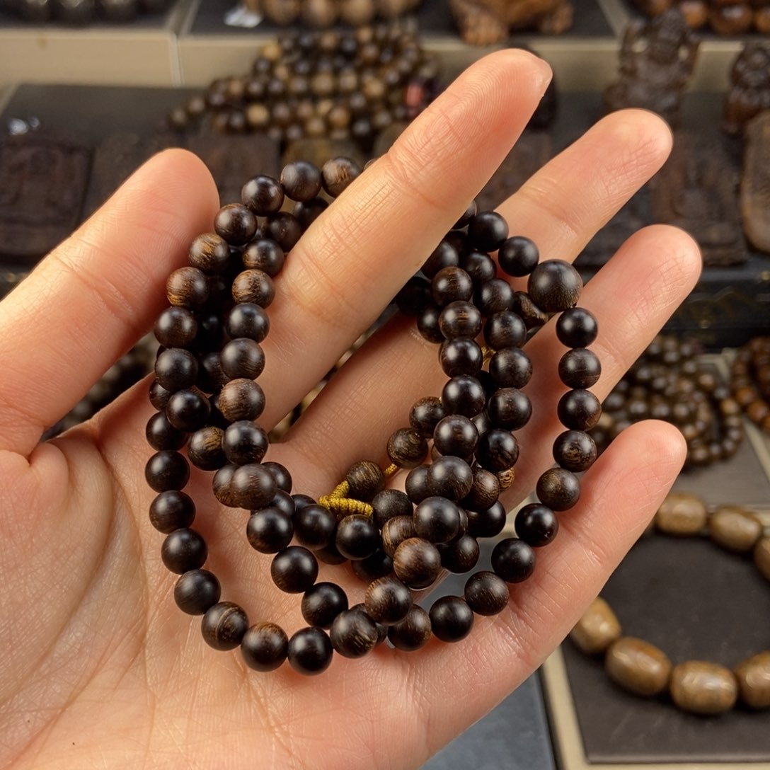 沉香手串美*莹越南芽庄白棋楠玉化留疤