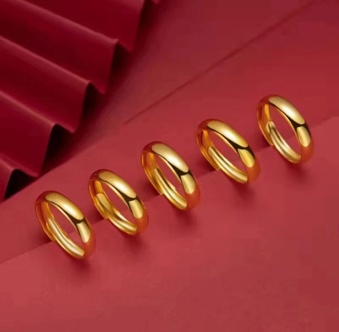 陈总补贴k 黄戒指 光面戒指金黄色男女同款